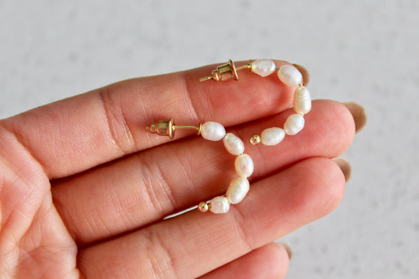 Mandi Pearl Hoop Earrings