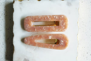 Pink Marble Clip Set