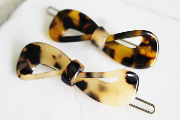 Tortoise Shell Bow Clip Set