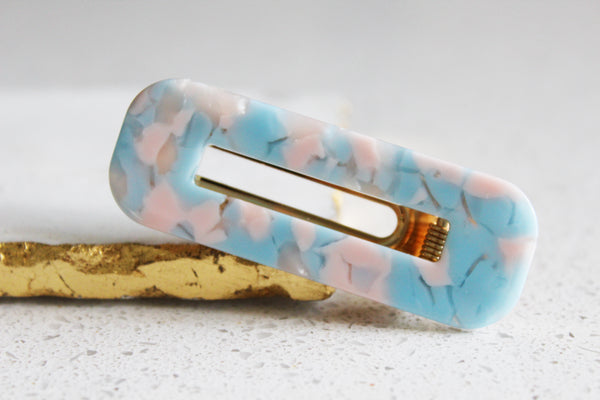 Blue and Pink Marble Clip Set