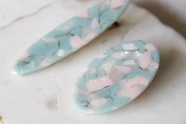 Blue and Pink Oval Clip Set
