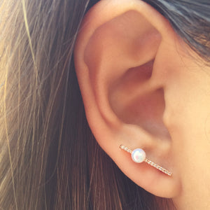 Lila Pearl Bar Stud Earrings