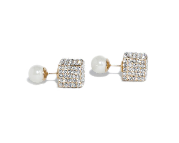 London Double Pearl Cube Earrings