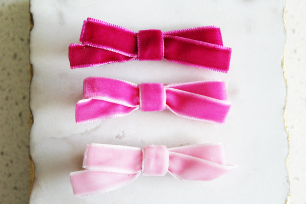 Pink Velvet Bow Set