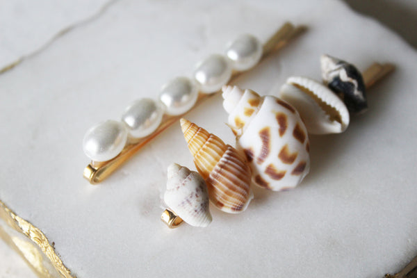 Seashell & Pearl Bobby Pin Set