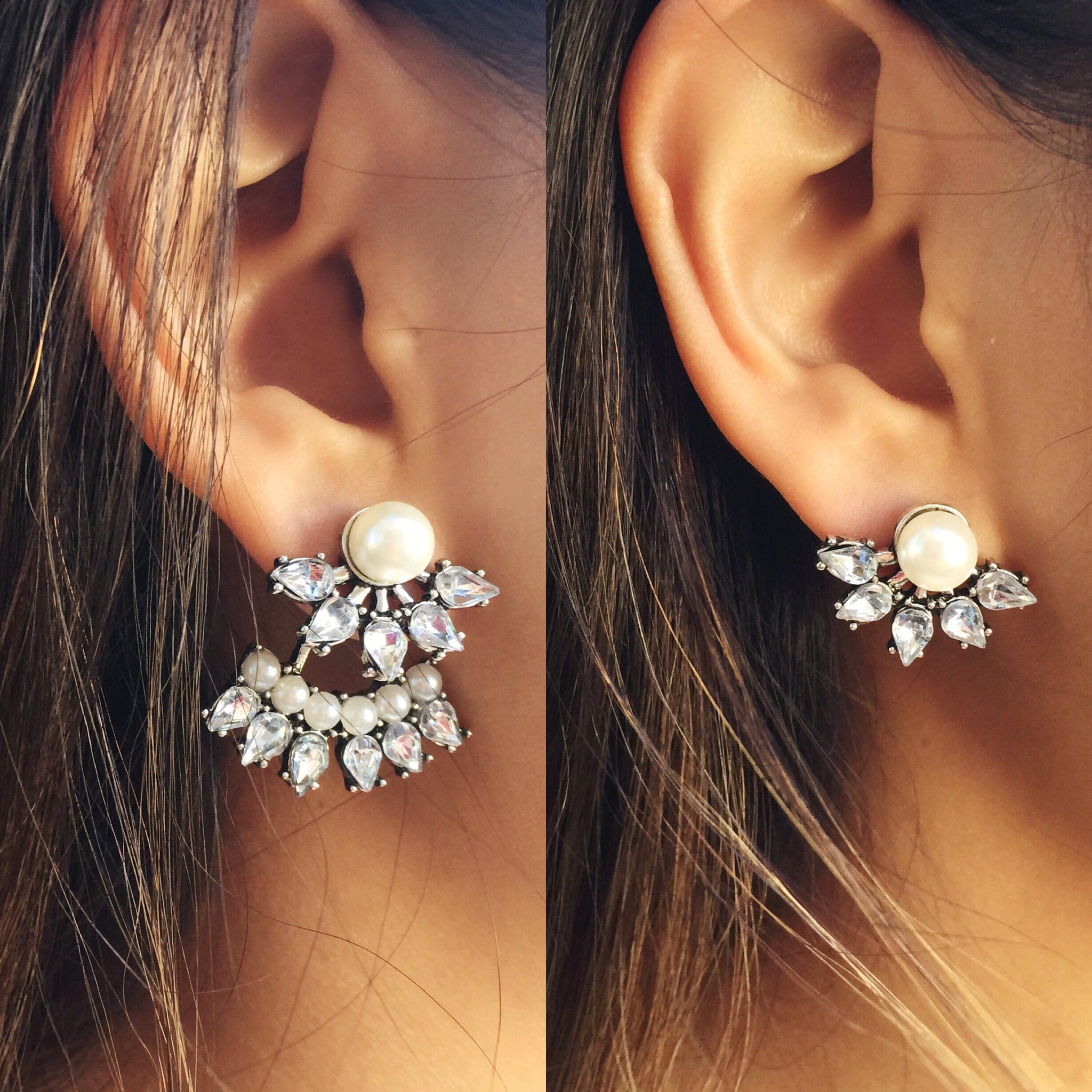 THE DEWDROPPED ELEGANCE - GOLDEN PEARL EAR JACKETS